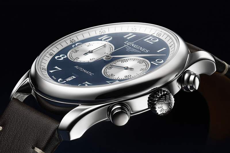 浪琴表大師系列計時碼表寶齊萊藍色版手表-復刻表