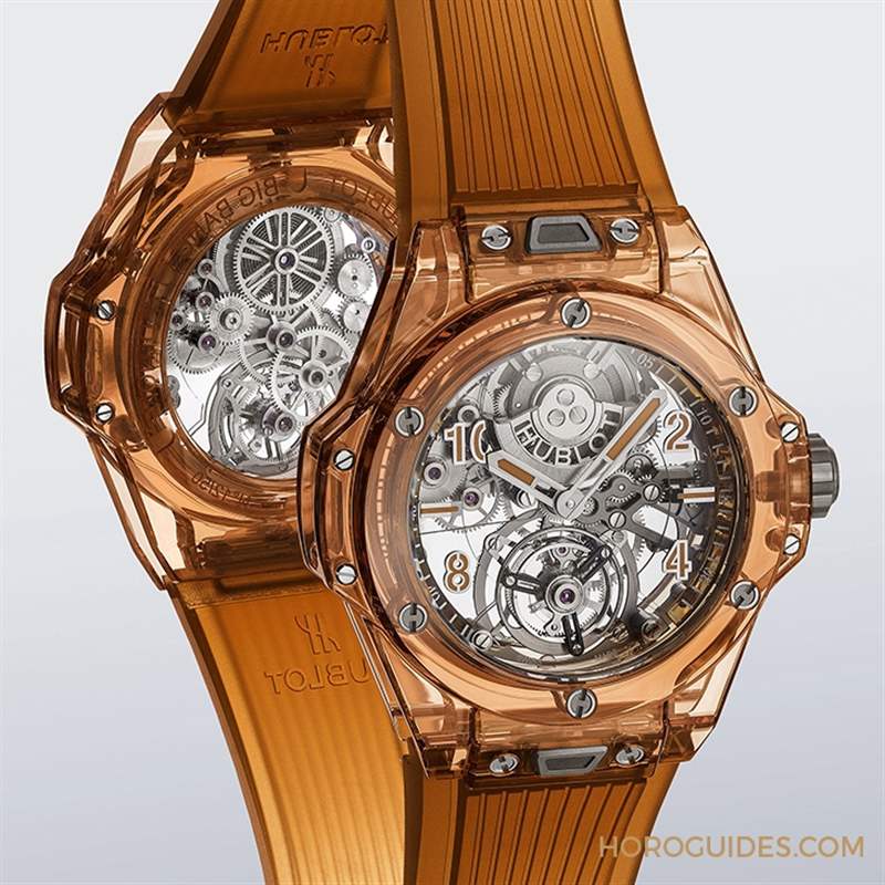 2021 LVMH鐘表周速報｜HUBLOT冰橙藍寶石陀飛輪自動上鏈腕表、陶瓷鏈帶計時碼表-復刻表