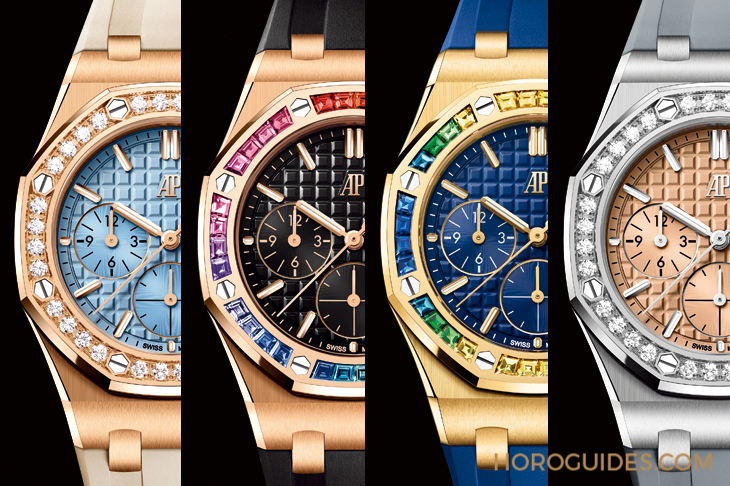 寶石圈與彩色面盤的華麗方程式｜AP皇家橡樹離岸型37毫米自動上鏈計時碼表-復刻表