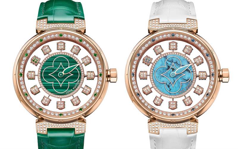 Louis Vuitton推出寶石表盤版Tambour Spin Time Air腕表：孔雀石，綠松石，寶石懸空表盤-復(fù)刻表