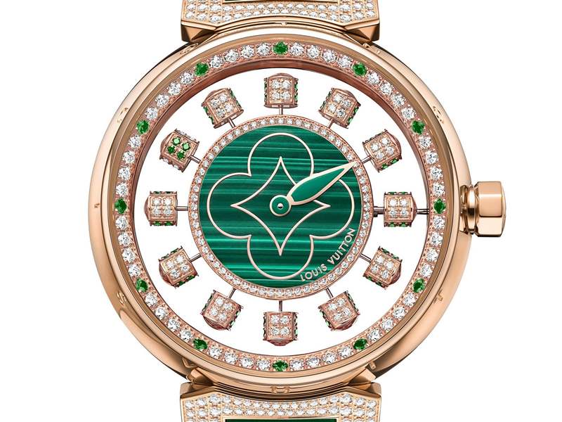 Louis Vuitton推出寶石表盤版Tambour Spin Time Air腕表：孔雀石，綠松石，寶石懸空表盤-復(fù)刻表