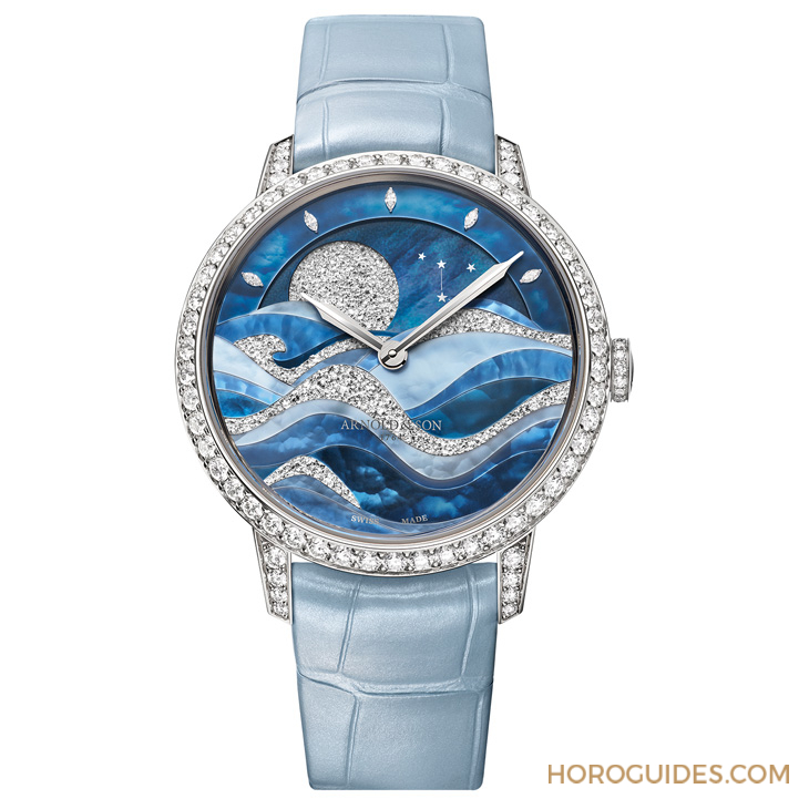 Arnold & Son招牌超大月相窗以釕晶體形塑又美又魔幻的夜色美學(xué)|恒久月相38午夜潮汐腕表-復(fù)刻表