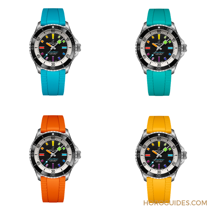 百年靈Superocean 36、42、44mm彩虹時(shí)標(biāo)面繽紛亮相-復(fù)刻表