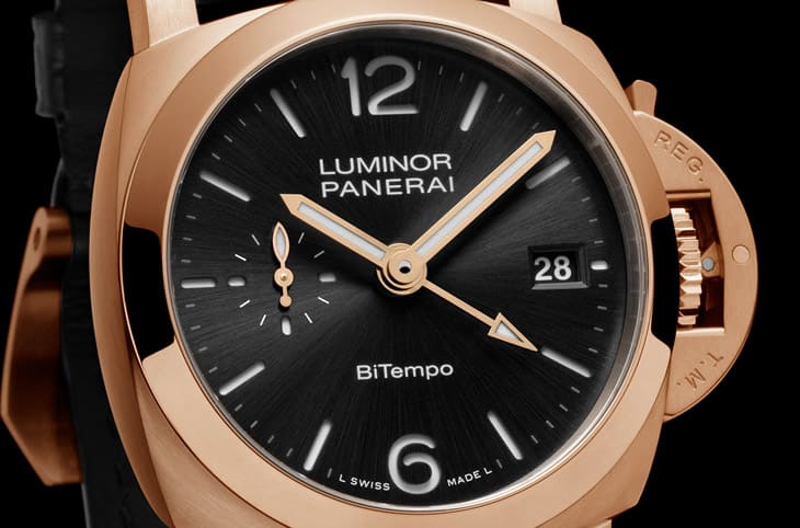沛納海Luminor PAM01641改以Goldtech紅金搭配實用兩地時間功能-復刻表